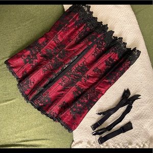 Size 32 Fredericks of Hollywood Red and Black Lace Corset